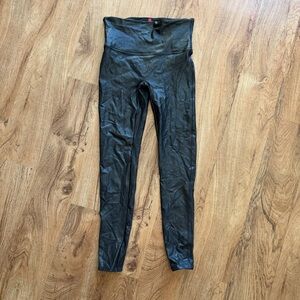 SPANX Black Faux Leather Leggings Size L